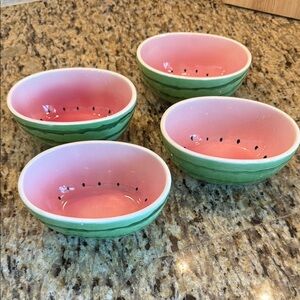 Pier 1 Watermelon Ceramic Bowl Set